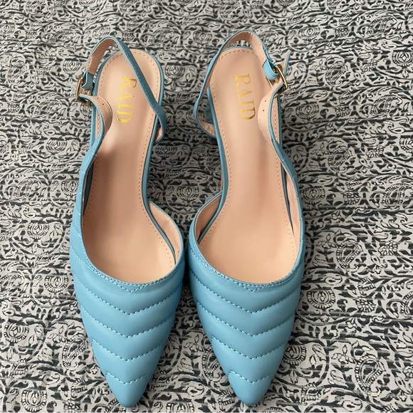 NWT Raid Quilted Sky Blue Slingback Pumps - Picture 7 of 16